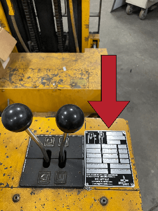 Big Joe Pallet Stacker Data Plate