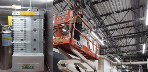 Grease Tank, Tech on Lift Installing Bike Rack